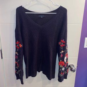 Floral sleeve sweater